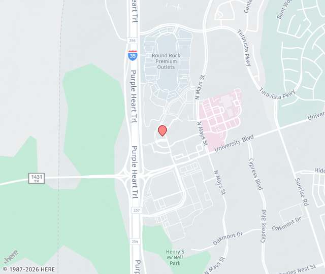 Location Map: 200 University Boulevard, Suite 410 Round Rock, Texas 78665